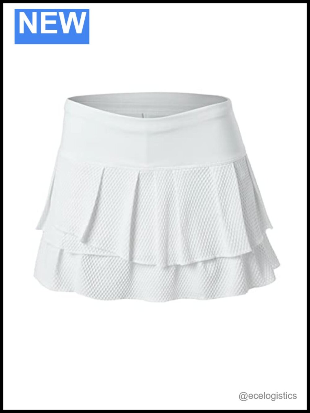 Lucky In Love Wavy Pleat Tier Skort Waffle Texture Athletic